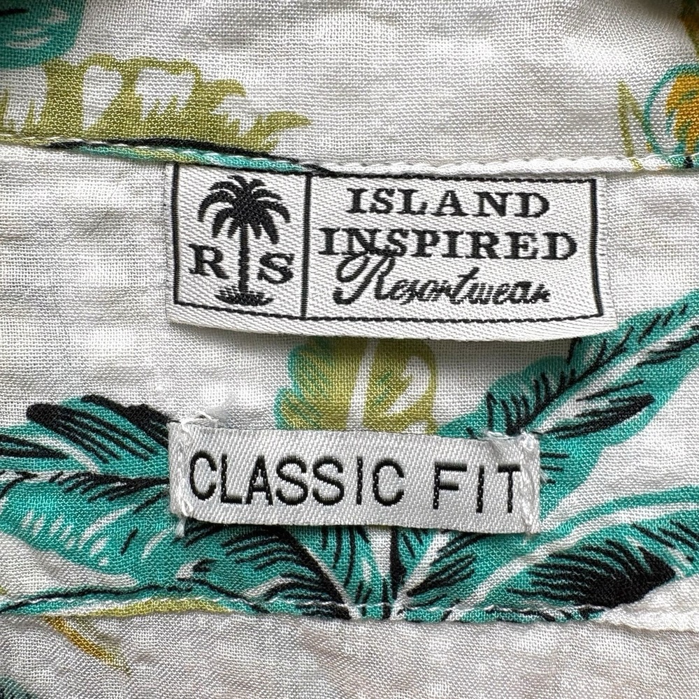Island Inspired Resortwear Men's White Hawaiian‎ Pineapple Print Linen Shirt - Picture 4 of 6